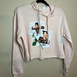 Selena Lane 7 Small Oversized Light Pink Cropped Hoodie
